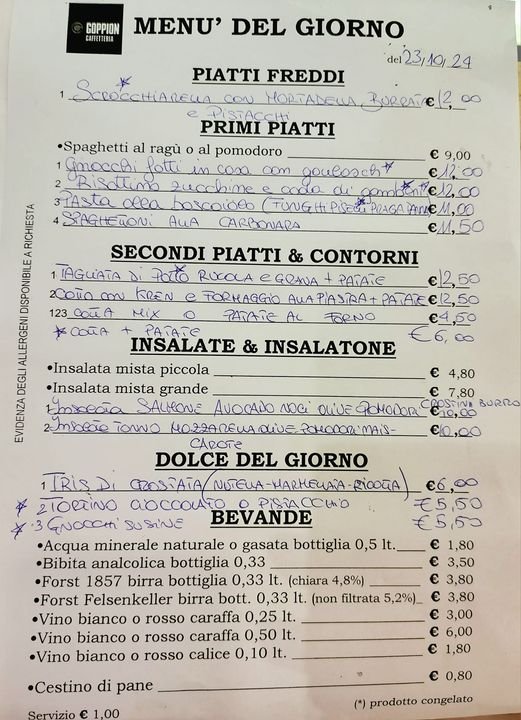 Menu Mercoledì