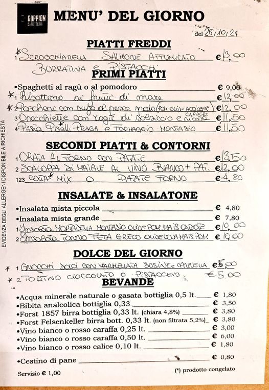 Menu Venerdì